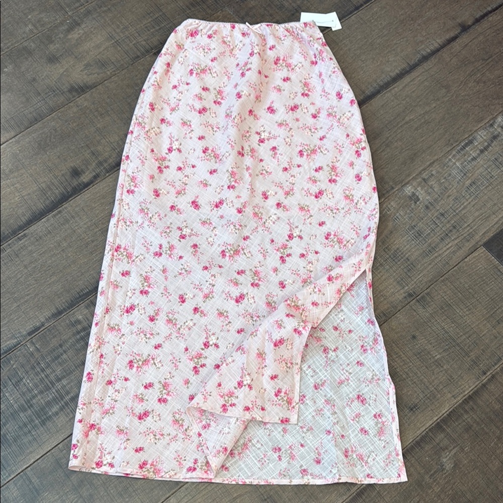NWT Floral Pink Rose Maxi Skirt size M - Picture 2 of 16